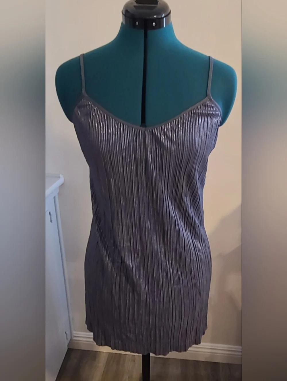 Victoria's Secret Vintage Metallic Pleated Slip Dress, Small - Picture 2 of 7